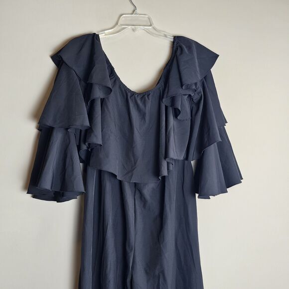 Ace By Aimee Black Ruffled Off - Shoulder Jumpsuit XL/12 Sexy Spring - Picture 8 of 11
